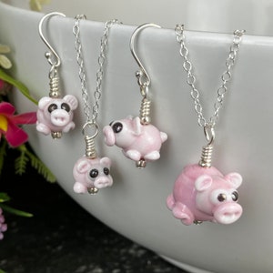 Piggies Handmade Glass Earrings on Sterling Silver Ear Wires image 8