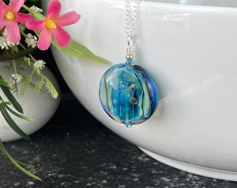 Merman Augustus Glass Pendant on Sterling Silver Chain Necklace