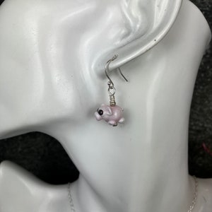 Piggies Handmade Glass Earrings on Sterling Silver Ear Wires image 2