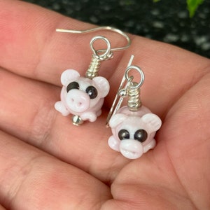 Piggies Handmade Glass Earrings on Sterling Silver Ear Wires image 7