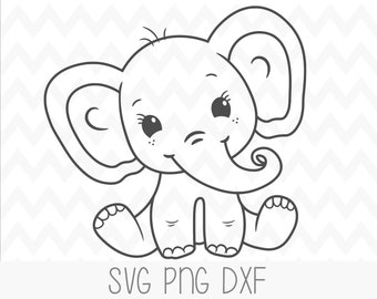 Cute Elephant Svg Etsy
