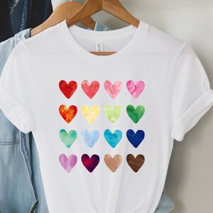 LGBTQ Hearts Shirt, Watercolor Hearts Shirt, Queer Pride Shirt, LGBTQ Ally Shirt, Pride Shirt, Proud Gay Pride Tee, Pride Gifts, Queer Gifts