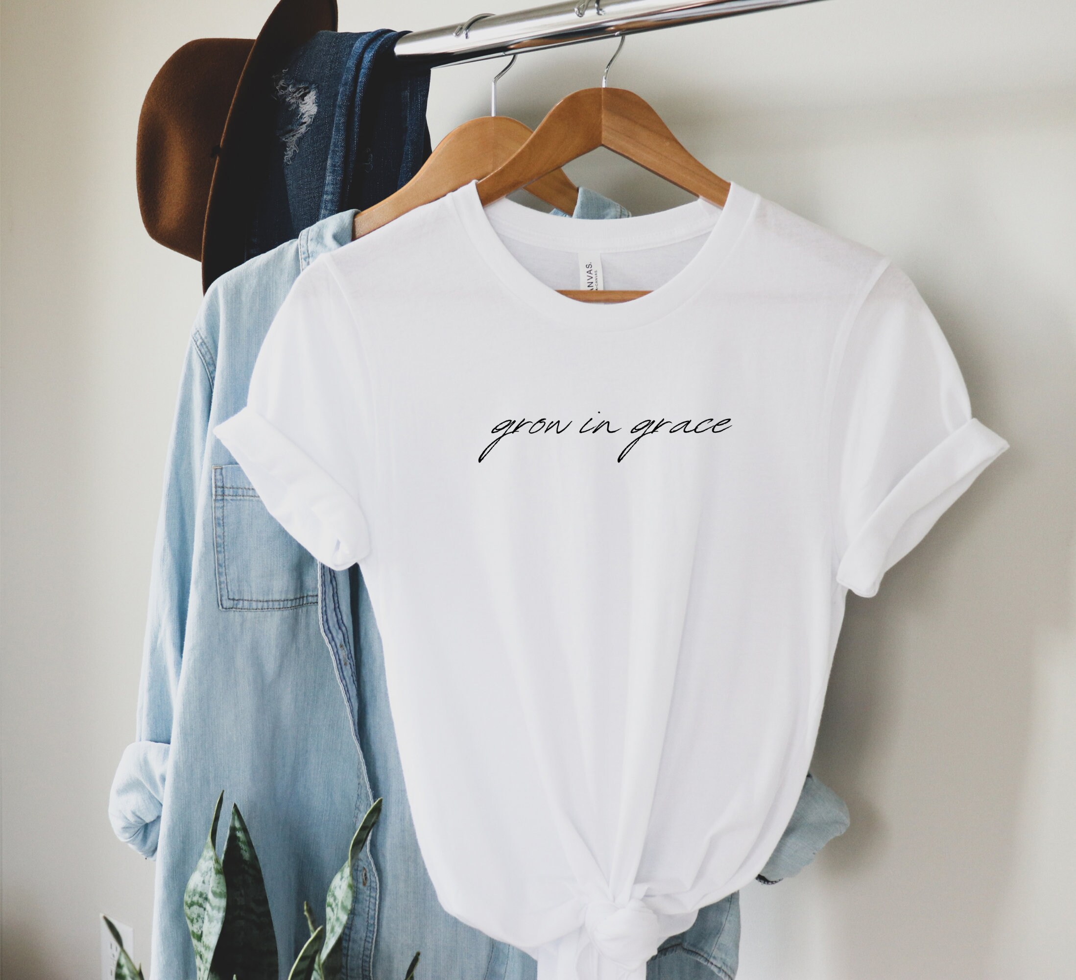 Grow in Grace T-shirt Cursive Christian Clothing Faith - Etsy