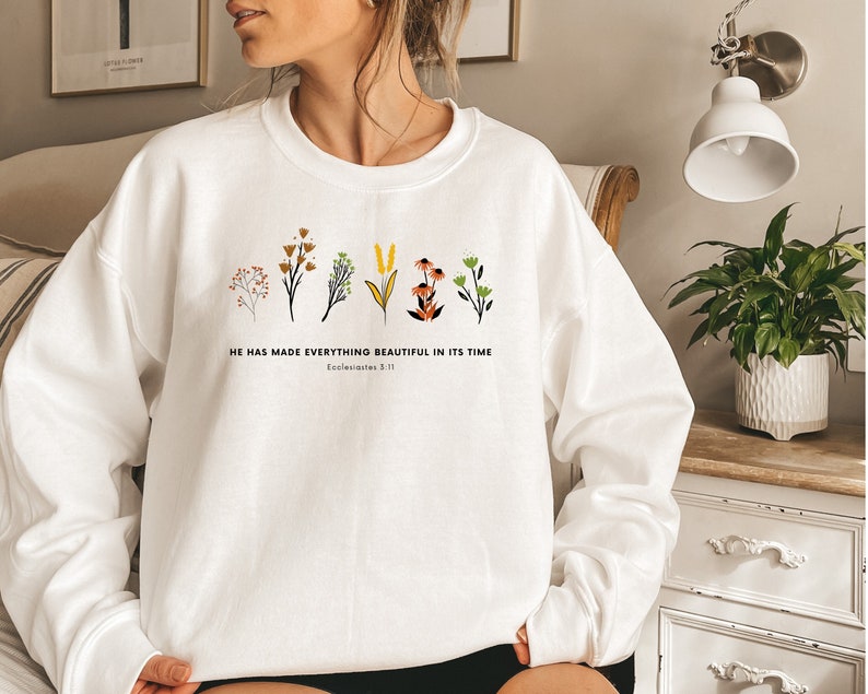 Christian Sweatshirt, Wildflowers Fall Shirt, Womens Fall Sweatshirt, Wildflower, Bible Quote Shirt, Church Group Tee , Crew Neck Sweatshirt 