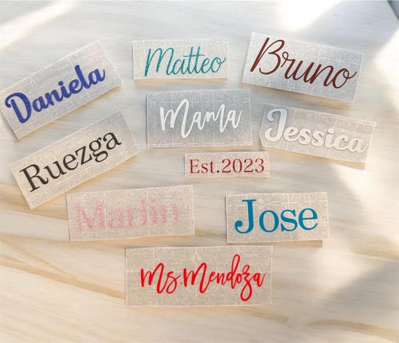 Iron on vinyl | iron on transfer | personalized name | heat transfer vinyl Fabric T-Shirts, Makeup bags, Wedding | iron on name |