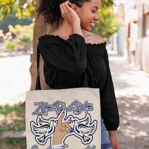 ZPB Polyester Tote Bag | Zeta Phi Beta Bag  | ZPB  | Finer Woman | 1920 | Dove | Zeta Tote Bag| Sorority Gifts | ZPhiB |