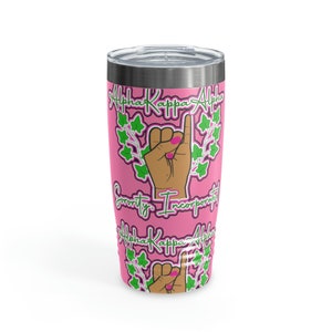 AKA Tumbler, 20oz | Alpha Kappa Alpha Tumbler | AKA | Pink and Green | 1908 | Ivy | Sorority Tumbler| Sorority Gifts | J15