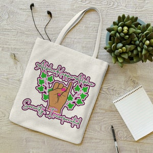 AKA Polyester Tote Bag | Alpha Kappa Alpha Bags | AKA | Pretty  | 1908 | Ivy | Aka Bag | Sorority Gifts | J15 | Pink And Green