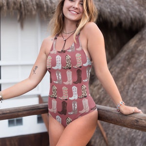 Cowgirl Boots Swimsuit, Western Swimsuit, Western One Piece, Western Bikini, High Waisted Swimsuit, Stagecoach Swimsuit, Coachella Swimsuit