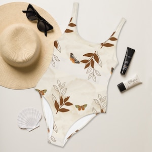 Boho Butterfly One-Piece Swimsuit, Women&#39;s Minimalistic Swimsuit, One Piece Bathing Suit, Women&#39;s Swim