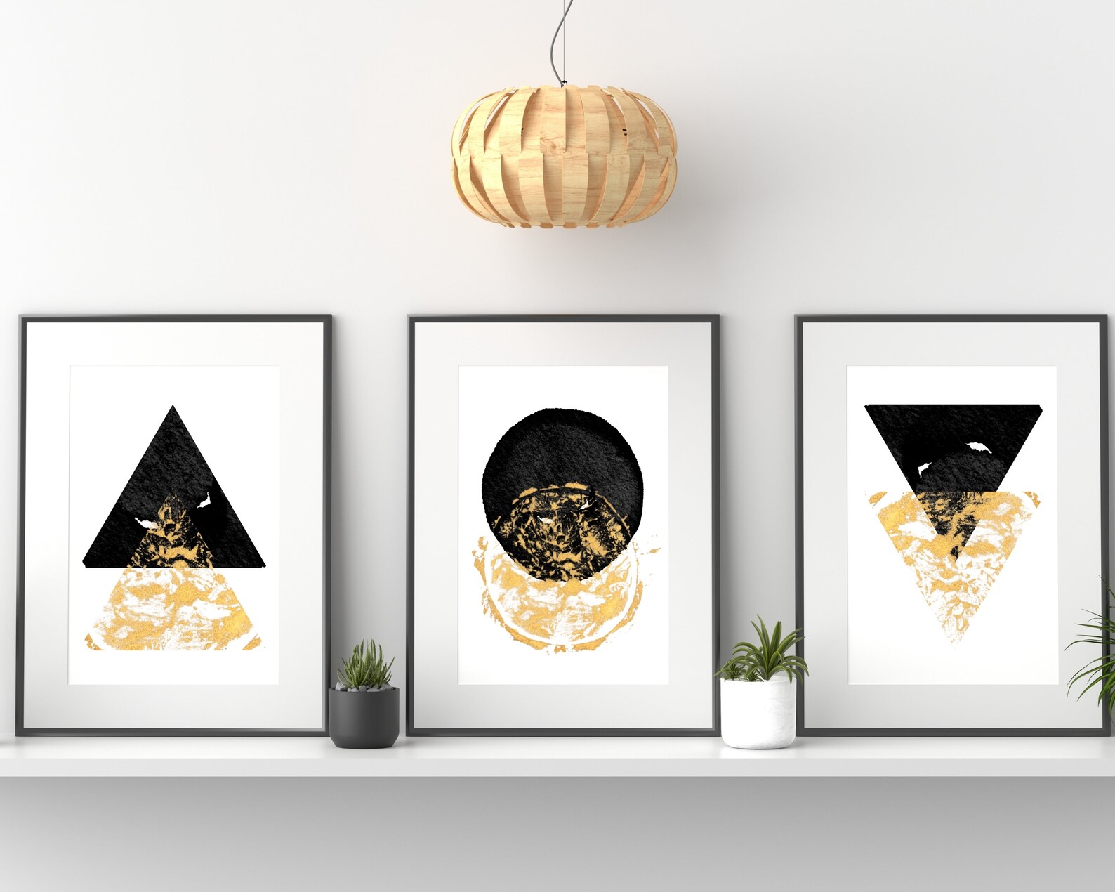Black and Gold Geometric Abstract Art Prints Set of 2 - Etsy