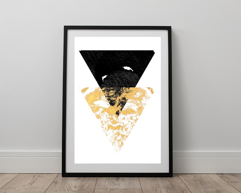 Black and Gold Geometric Abstract Art Prints Set of 2 Etsy
