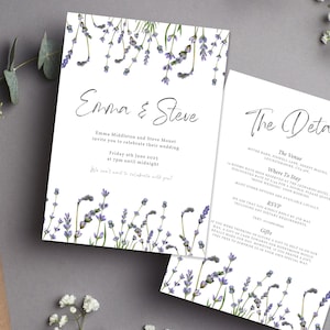 LAVENDER Rustic Wedding Invitation Vellum | Lavendar Purple Wedding Stationery Velum | Budget Wedding Invites | Calligraphy Minimal Wedding