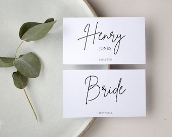 Wedding Place Cards | Seating Name Cards | Guest Names | Minimal Calligraphy A7