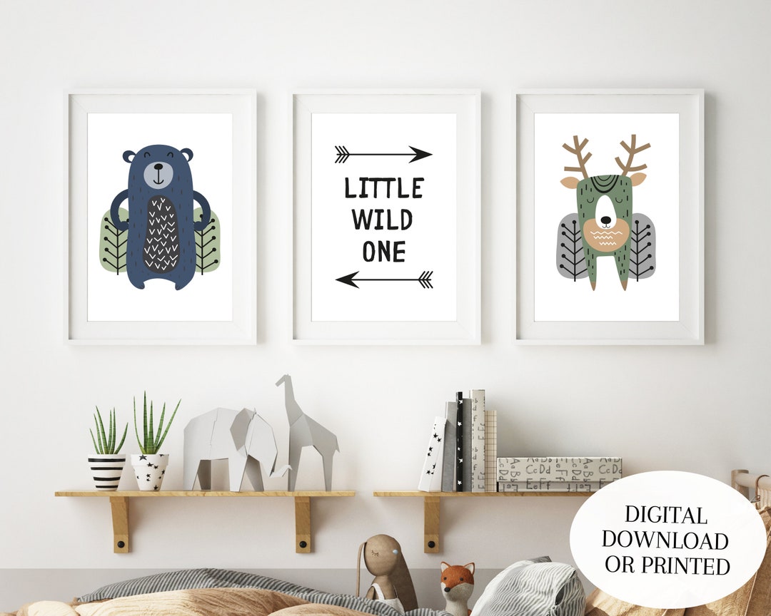 Forest Nursery Prints | Set of 3 | Little Wild One | Bear Deer Woodland ...
