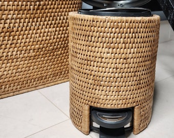 Artifacts Rattan™ Round Wastebasket with Metal Lid