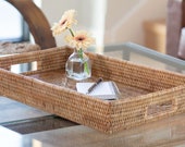 Artifacts Rattan Rectangular Tray With Cutout Handles