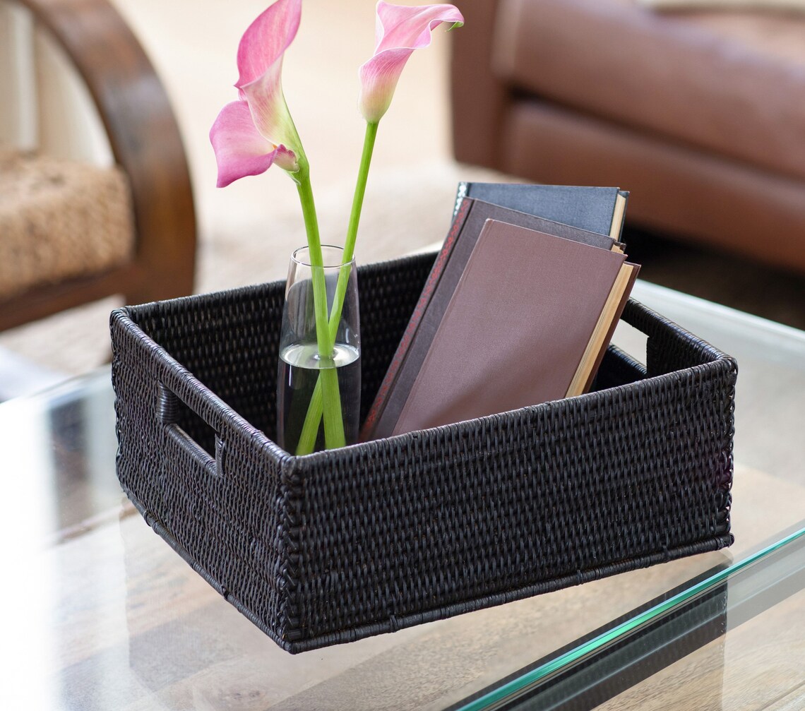 Artifacts Rattan™ Rectangular Basket With Cutout Handles Etsy