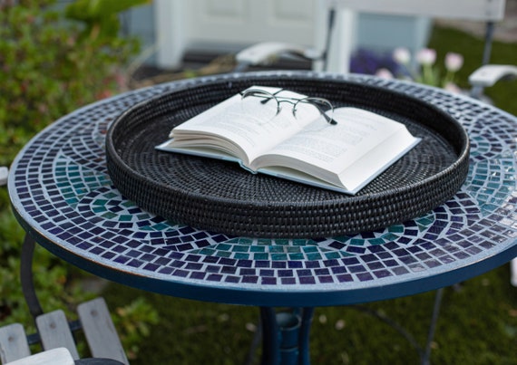 Artifacts Rattan Round Serving Ottoman Tray Artifacts Rattan Round Serving, Saboga Round Ottoman Coffee Table Trays