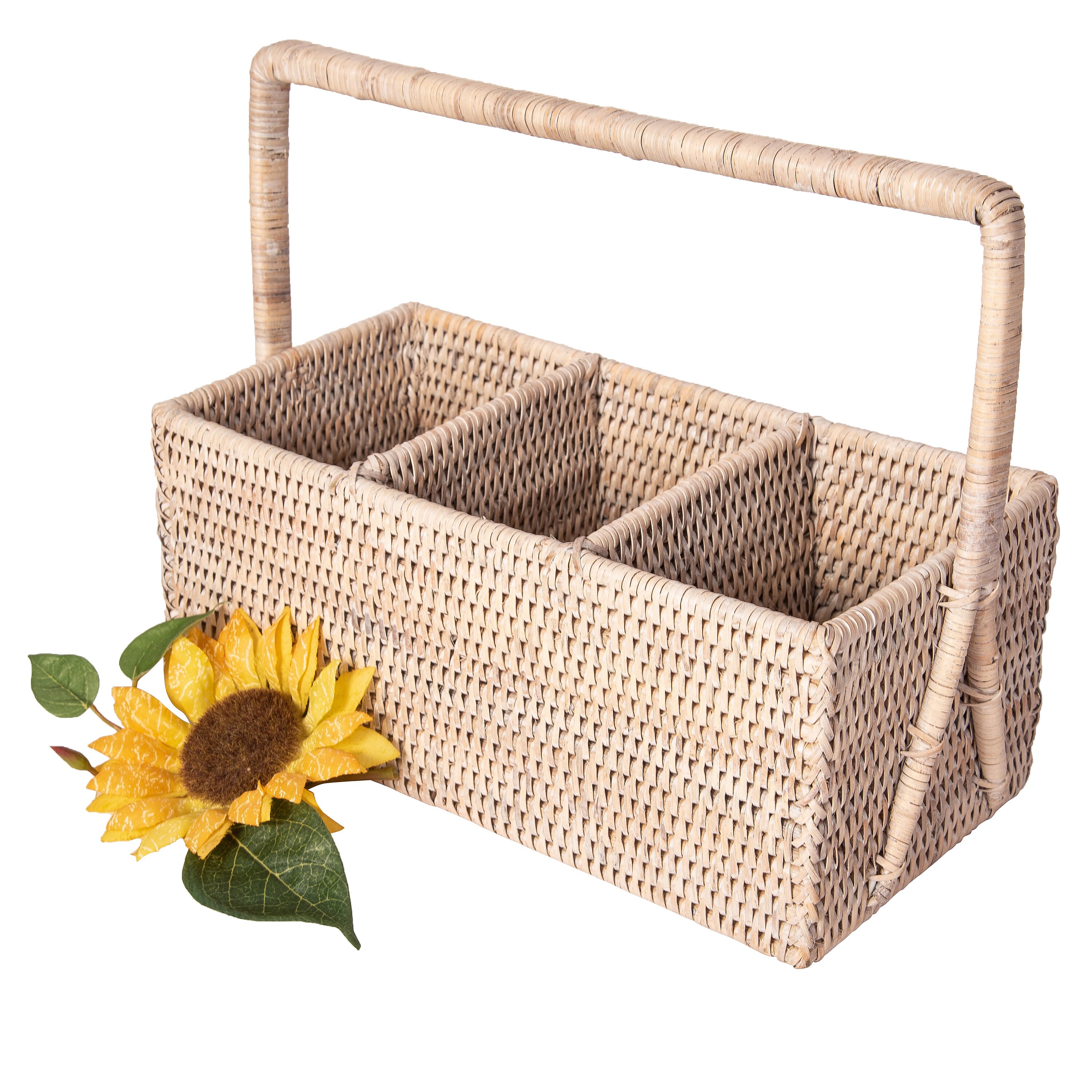 Artifacts Rattan™ 3 Section Caddy/Cutlery Holder with Handle Etsy
