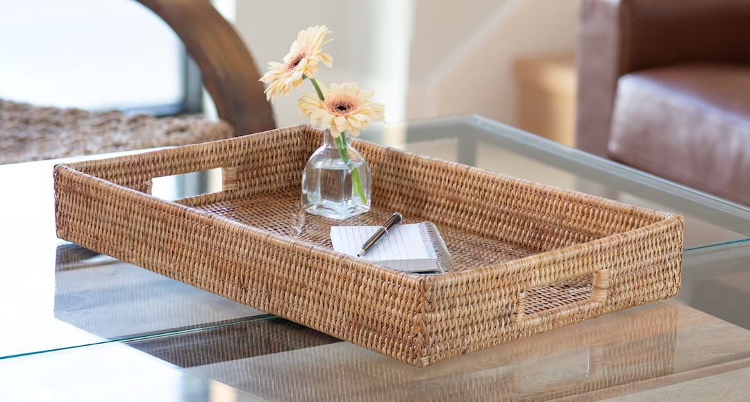 Artifacts Rattan™ Rectangular Tray With Cutout Handles Etsy
