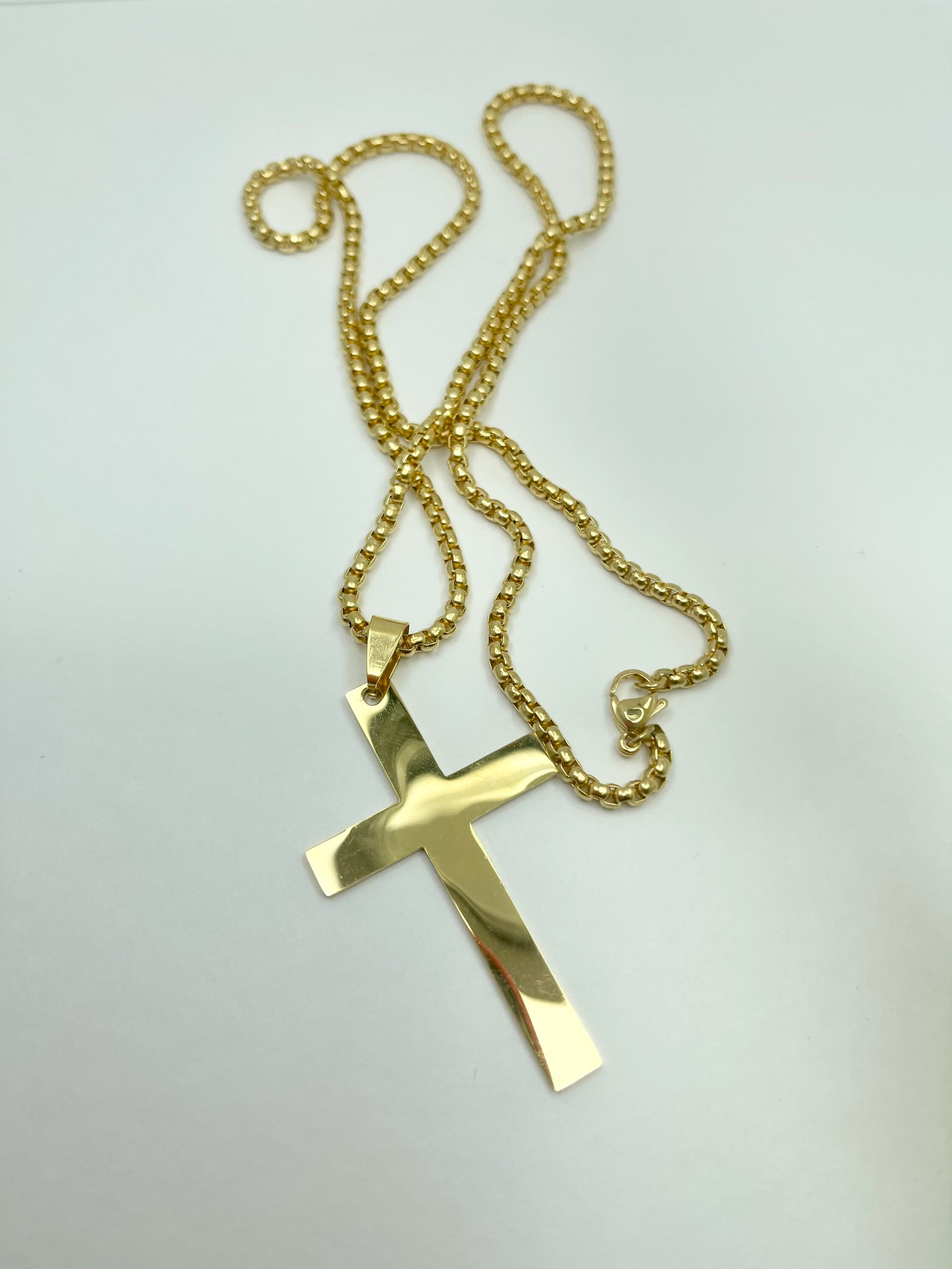 Cross Pendant Gold Silver Black Stainless Steel Necklace 18k Etsy UK
