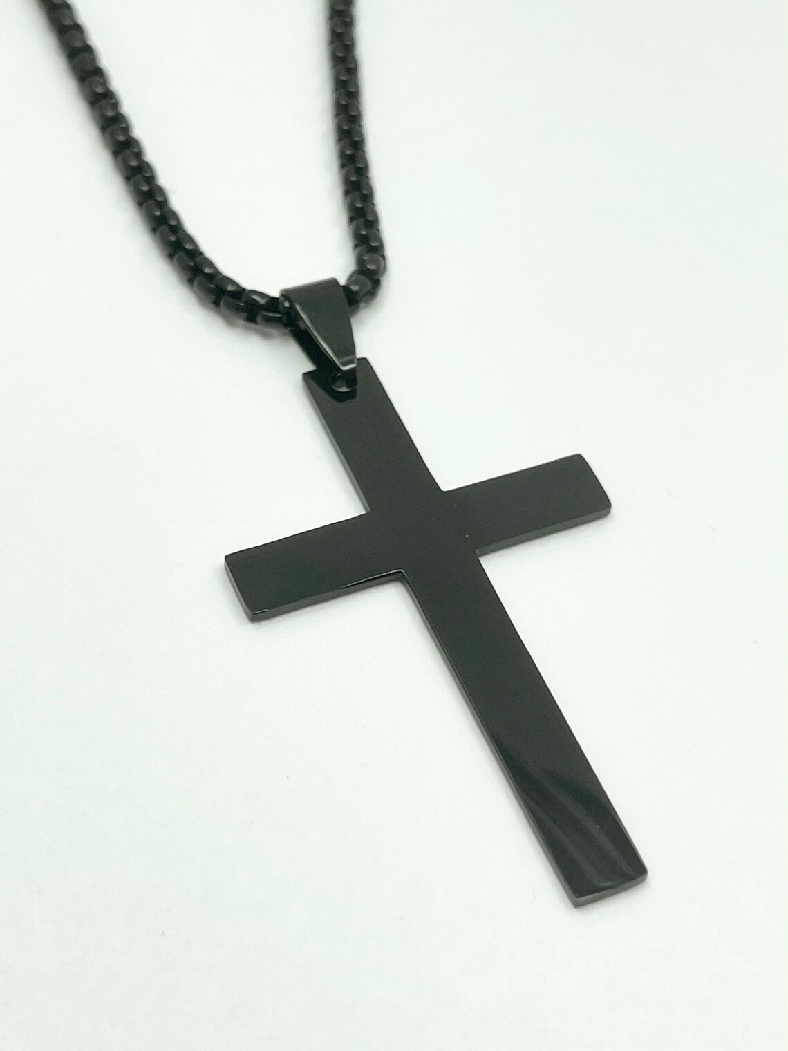 Cross Pendant Gold Silver Black Stainless Steel Necklace 18k Etsy UK