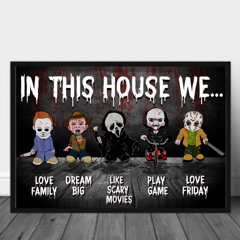 In this house we Horror movie wall art posters Halloween Etsy
