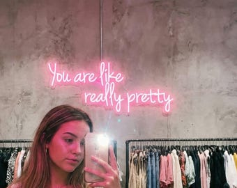 Custom Neon Sign for Boutique | Clothing Store Fitting Room Decor | Mirror Selfie Prop | Design Your Own Quote | Pink Aesthetic Wall Light