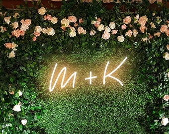 Benutzerdefinierte minimalistische Hochzeit Initialen Neon Schild