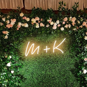 Custom Minimalist Wedding Initials Neon Sign