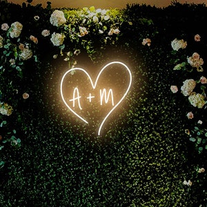 Wedding Initials Neon Sign, Custom Wedding Heart With Initials, Initials in Heart Neon Sign