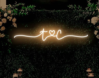 Benutzerdefinierte Hochzeits-Neon-Schild, Hochzeit-Initialen mit Herz Neon-Schild, Hochzeit-Kunst-Dekor