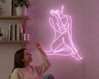 Custom Neon Sign | Female Line Art Wall Decor | Minimalist Silhouette Light | Aesthetic Bedroom Art | Beauty Salon Decor | Abstract Body