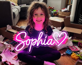 Custom Name Neon Sign | Christmas Gift for Kids | Personalized Birthday Present | Granddaughter Gift | Girl Bedroom Decor | Niece Gift Idea
