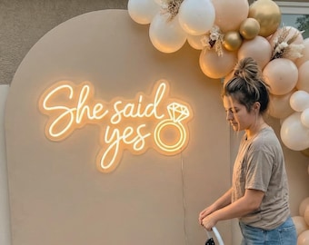 Custom Text Neon Sign | Engagement Party Decor | She Said Yes Light | Proposal Background Prop | Bridal Shower Arch | Gold Will You Marry Me