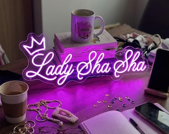 Vanity Room Decor | Custom Name Neon Sign | Teen Girl Room Gift | Dorm Desk Light | Crown Neon Sign | Girl Boss Wall Art | Makeup Room