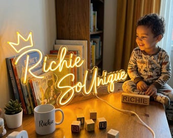 Nursery Name Sign | Baby Shower Gift for Boy | Custom Kids Neon Light | Playroom Wall Decor | First Birthday Gift | Crown Neon Light