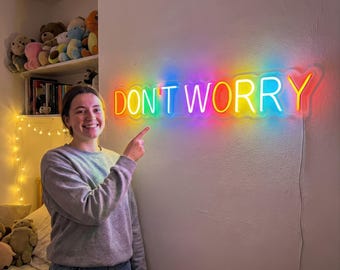 Custom Quote Neon Sign | Rainbow Multicolor Text LED Light | Positive Affirmation Wall Art | Kids Bedroom Decor | Dorm Room Gift for Teen