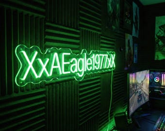 Custom Gamertag Neon Sign | Gamer Room Decor | Twitch Streamer Background | Teen Boy Gift | Xbox Green Light | PC Gaming Setup Wall Art