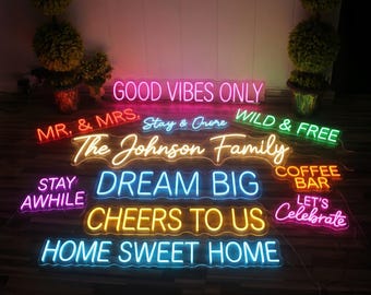 Custom Neon Sign, Personalized Wedding Name Light, Family Home Decor, Business Logo, Large LED Wall Art, Party Backdrop