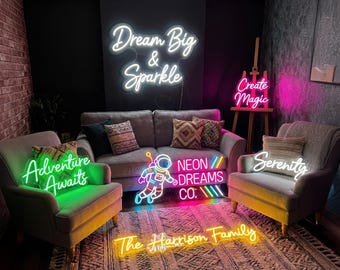 Custom Neon Sign, Personalized LED Wall Decor, Family Name Light, Living Room Art, Large Bedroom Aesthetic, Home Bar Logo