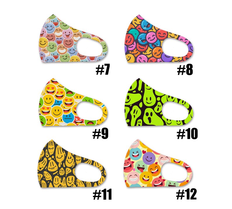Smile Emoji Face Mask Set of 3 Face Emoji Mask Super Cute Etsy
