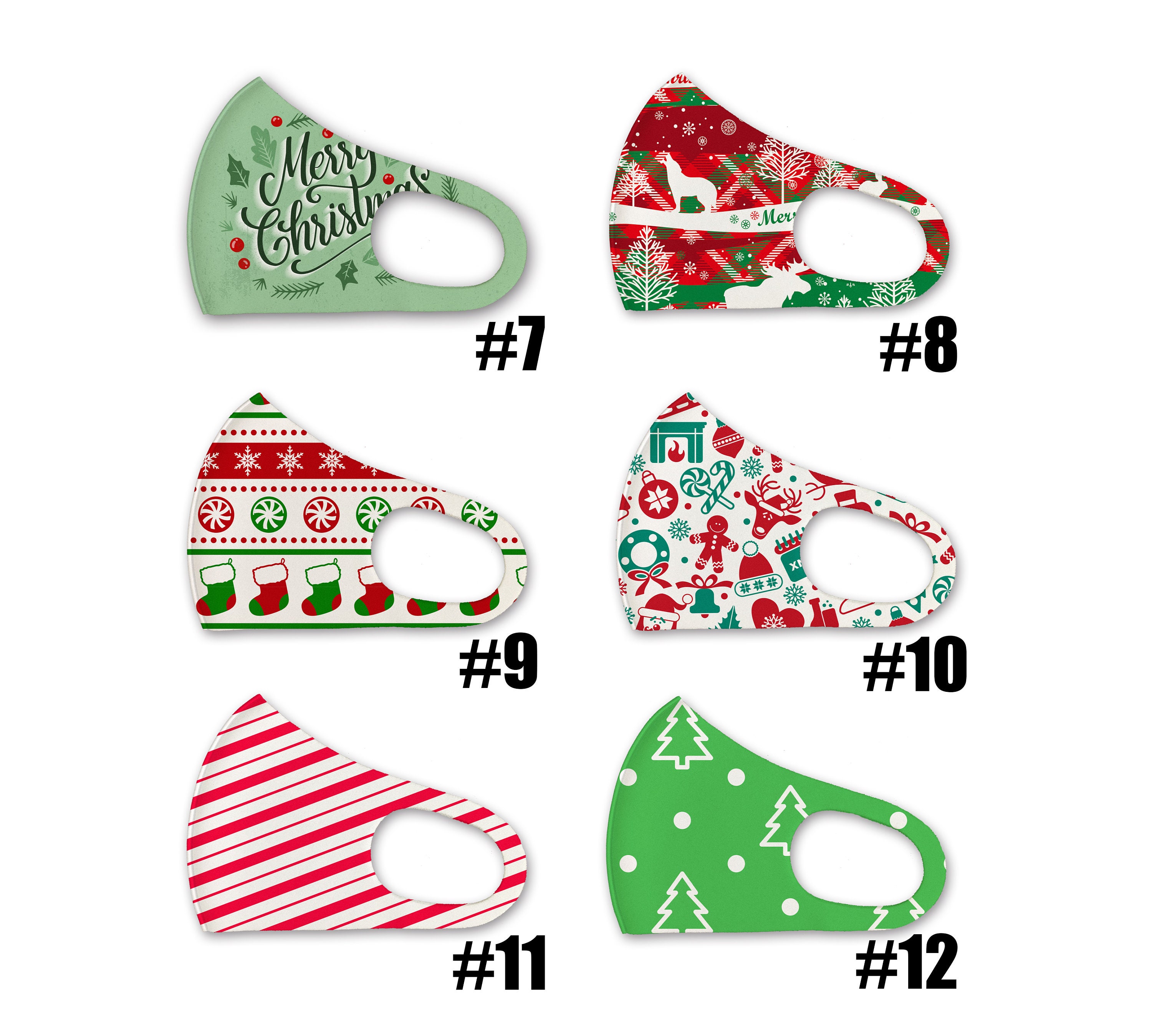 Set of 3 Pack Christmas Face Mask Holiday Pattern Breathable Etsy