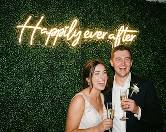 Custom Wedding Quote Neon Sign | Design Your Own Text Light | Greenery Wall Reception Decor | Photo Booth Backdrop Prop