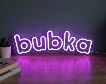 Custom Bubble Font Neon Sign | Cute Playroom Wall Decor | Modern Desk Setup Light | Purple Nursery Name Sign | Y2K Room Art | Kids Gift