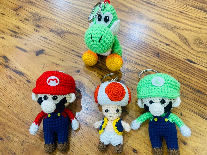 Crochet Mario Bros. Keychain: Handmade Amigurumi Plushie - Etsy