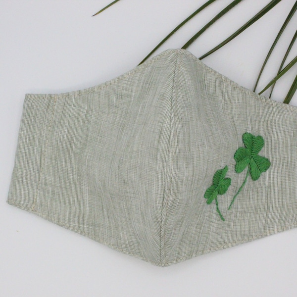 Embroidered Shamrock Face Mask: Lucky Irish Cotton Mask