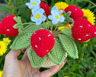 Crochet Strawberry Plant: Handmade Amigurumi Table Decor