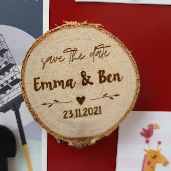 Magnet Hochzeit Astscheibe Holz Set Save The Date Hochzeit Einladung personalisierbar